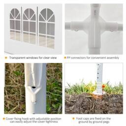 OUTSUNNY 6 x 3(m) Outdoor Gazebo Canopy Party Tent with 6 Removable Side Walls in White - thumbnail 4