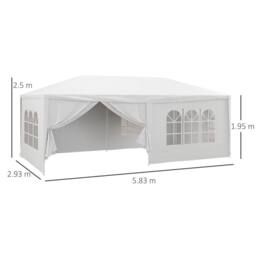 OUTSUNNY 6 x 3(m) Outdoor Gazebo Canopy Party Tent with 6 Removable Side Walls in White - thumbnail 3