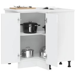 Berkfield Home Kitchen Corner Base Cabinet Kalmar High Gloss White Engineered Wood - thumbnail 4