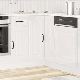 Berkfield Home Kitchen Corner Base Cabinet Kalmar High Gloss White Engineered Wood - thumbnail 3
