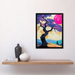 Artery8 Jacaranda Purple Flower Tree Sunset Landscape Framed Art Print - Size: A4 - thumbnail 4