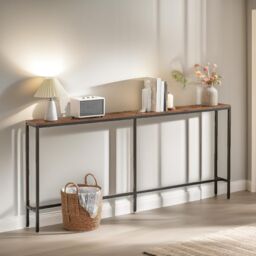 Pirlo Plush 180CM Wide Narrow & Slim Console Table For Hallway in Brown - thumbnail 3