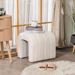 Nordlys Scandinavian Living Room Pouf in White - thumbnail 4