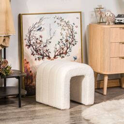 Nordlys Scandinavian Living Room Pouf in White - thumbnail 2