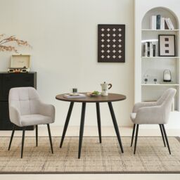 SONARA Modern Set of 2 Dining Chairs with Plush Chenille Fabric in Beige - thumbnail 5