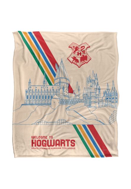 Warner Brothers Harry Potter Hogwarts Stripes Blanket 152 x 127 cm in White - image 1