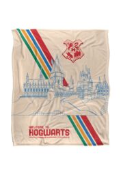 Warner Brothers Harry Potter Hogwarts Stripes Blanket 152 x 127 cm in White - thumbnail 1