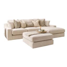 Home & Love Nebraska Luxury Right Chaise Corner Fixedback Sofa - Naples Cream - thumbnail 2