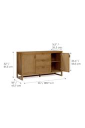 Teamson Home Hatteras Wooden Sideboard 3 Drawers 2 Doors in Natural - thumbnail 5