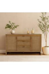 Teamson Home Hatteras Wooden Sideboard 3 Drawers 2 Doors in Natural - thumbnail 2