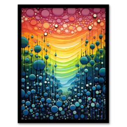Artery8 Wall Art Print Rainbow Bubbles Abstract Colourful Painting Artwork Bold Vibrant Art Framed in Black - Size: A4 - thumbnail 1