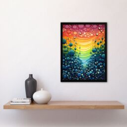 Artery8 Wall Art Print Rainbow Bubbles Abstract Colourful Painting Artwork Bold Vibrant Art Framed in Black - Size: A4 - thumbnail 4