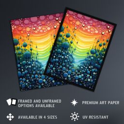 Artery8 Wall Art Print Rainbow Bubbles Abstract Colourful Painting Artwork Bold Vibrant Art Framed in Black - Size: A4 - thumbnail 2