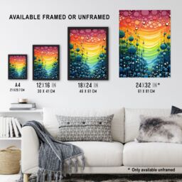 Artery8 Wall Art Print Rainbow Bubbles Abstract Colourful Painting Artwork Bold Vibrant Art Framed in Black - Size: A4 - thumbnail 3