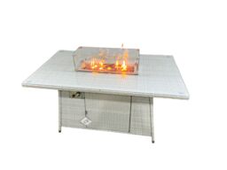 Fimous Outdoor Rattan Garden Furniture Set Patio 6 Chairs Plus Gas Fire Pit Table Sets Light Grey Mixed - thumbnail 6