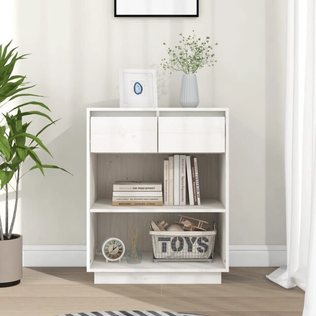 Berkfield Home Console Cabinet White 60x34x75 cm Solid Wood Pine - Size: 60 x 34 x 75 cm - image 1