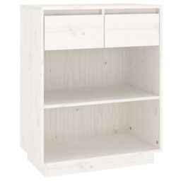 Berkfield Home Console Cabinet White 60x34x75 cm Solid Wood Pine - Size: 60 x 34 x 75 cm - thumbnail 2