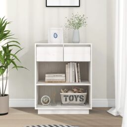 Berkfield Home Console Cabinet White 60x34x75 cm Solid Wood Pine - Size: 60 x 34 x 75 cm - thumbnail 1