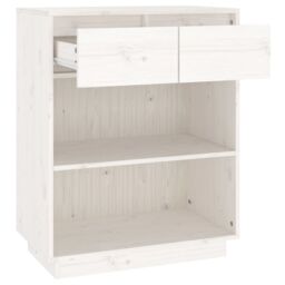 Berkfield Home Console Cabinet White 60x34x75 cm Solid Wood Pine - Size: 60 x 34 x 75 cm - thumbnail 6