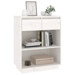 Berkfield Home Console Cabinet White 60x34x75 cm Solid Wood Pine - Size: 60 x 34 x 75 cm - thumbnail 4
