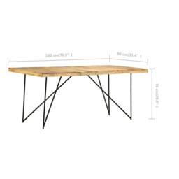 Berkfield Home Dining Table 180x90x76 cm Solid Mango Wood in Brown - Size: 180 x 90 x 76 cm - thumbnail 6