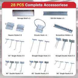 Costway Wall-Mounted Pegboard Kit Pegboard Tool Organizing Kit w/ 3 Pegboards in Red - thumbnail 7