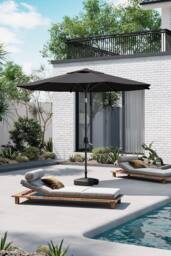 Garden Sanctuary 3M Classical Rotating Garden Parasol Patio Umbrella with Plastic Fillable Base in Black - thumbnail 1