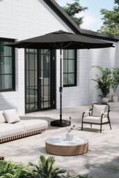 Garden Sanctuary 3M Classical Rotating Garden Parasol Patio Umbrella with Plastic Fillable Base in Black - thumbnail 2