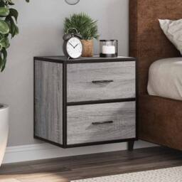 Berkfield Home Wall-mounted Bedside Cabinet Grey Sonoma 40x31x39.5 cm - thumbnail 2