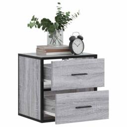 Berkfield Home Wall-mounted Bedside Cabinet Grey Sonoma 40x31x39.5 cm - thumbnail 4
