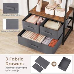 Costway Clothes Rack w/ Drawers & Shelves Heavy Duty Clothing Garment Rack in Brown - thumbnail 4