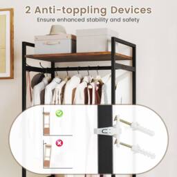 Costway Clothes Rack w/ Drawers & Shelves Heavy Duty Clothing Garment Rack in Brown - thumbnail 5