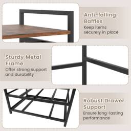 Costway Clothes Rack w/ Drawers & Shelves Heavy Duty Clothing Garment Rack in Brown - thumbnail 6