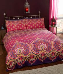Rapport Home Asha Polycotton Duvet Cover Set With Pillowcase in Red - Size: Single - thumbnail 1