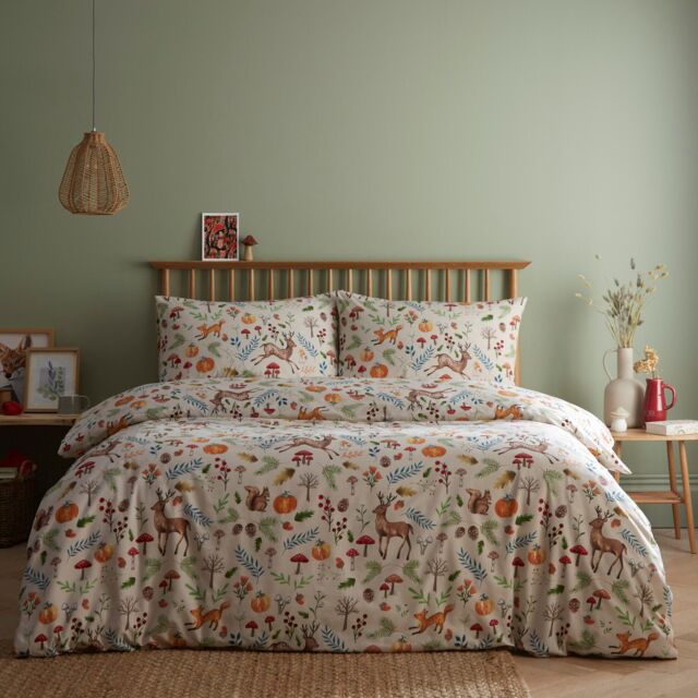 Portfolio Home Arden Animal Print Deer Duvet Cover Quilt Set with Pillowcase in Natural - Size: Double - image 1