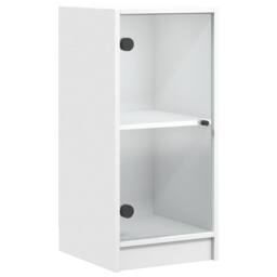 Berkfield Home Side Cabinet with Glass Doors White 35x37x75.5 cm - thumbnail 3