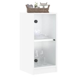 Berkfield Home Side Cabinet with Glass Doors White 35x37x75.5 cm - thumbnail 4