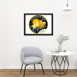 "Artery8 Wall Art Print Space NASA Apollo 13 Mission Emblem Badge Patch Large Framed Wall Décor Art in Light Oak - Size: W18"" x H24""" - thumbnail 2