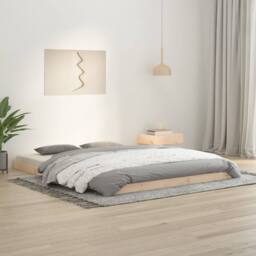 Berkfield Home Bed Frame Frame 150x200 cm King Size King Size Solid Wood Pine in Light Tan - thumbnail 2