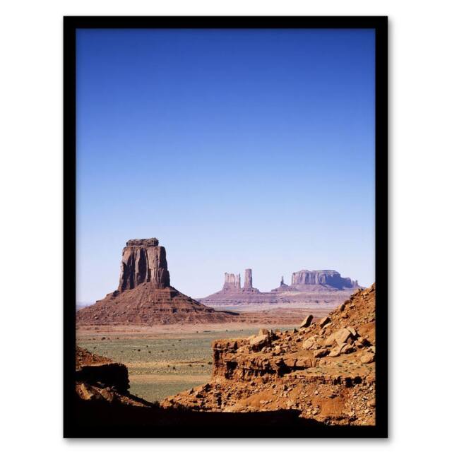 Artery8 Carol M Highsmith Monument Valley Landscape Photograph Framed Wall Art in Blue - Size: A4 - image 1