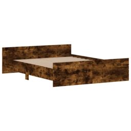 Berkfield Home Bed Frame with Headboard & Footboard Smoked Oak 140x200 cm in Brown - thumbnail 3