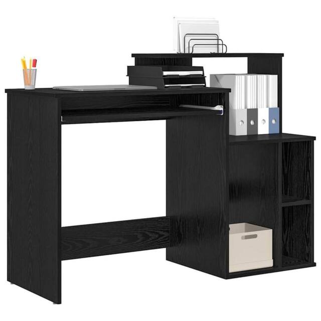 Berkfield Home Modern Desk with Storage Black Oak 120.5x44x88.5 cm Engineered Wood - image 1