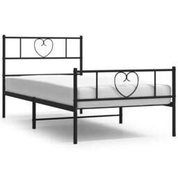 Berkfield Home Metal Bed Frame with Headboard & Footboard Black 100x190 cm - thumbnail 1
