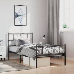 Berkfield Home Metal Bed Frame with Headboard & Footboard Black 100x190 cm - thumbnail 2