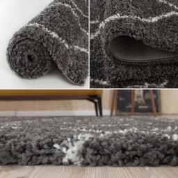 THE RUGS Soft Moroccan High Pile Shaggy Rugs & Runners Dark Grey Living Room - Size: 200 cm x 290 cm - thumbnail 4