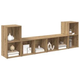 Berkfield Home with Shelf 4 pcs Artisan oak 72 x 35 x 36.5 cm Engineered wood in Brown - thumbnail 3