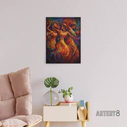 "Artery8 Latino Salsa Music Dance Colourful Canvas Abstract Wall Art - Size: W18"" x H24""" - thumbnail 3