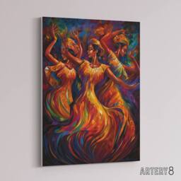 "Artery8 Latino Salsa Music Dance Colourful Canvas Abstract Wall Art - Size: W18"" x H24""" - thumbnail 2