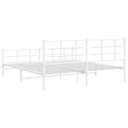 Berkfield Home Metal Bed Frame without Mattress with Footboard White 183x213cm - Size: 183x213 cm - thumbnail 7