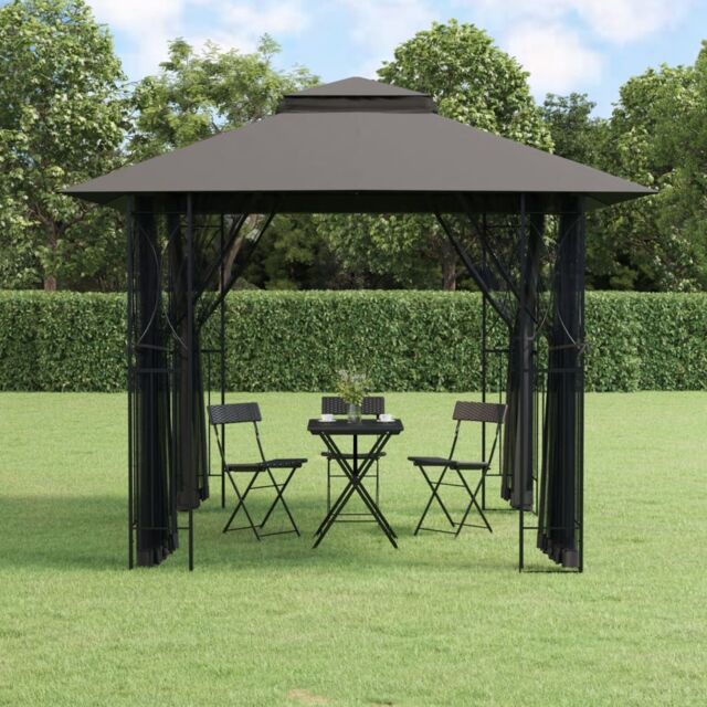Berkfield Home Gazebo with Sidewalls Anthracite 300x300x270 cm Steel in Black - Size: 300 x 300 x 270 cm - image 1